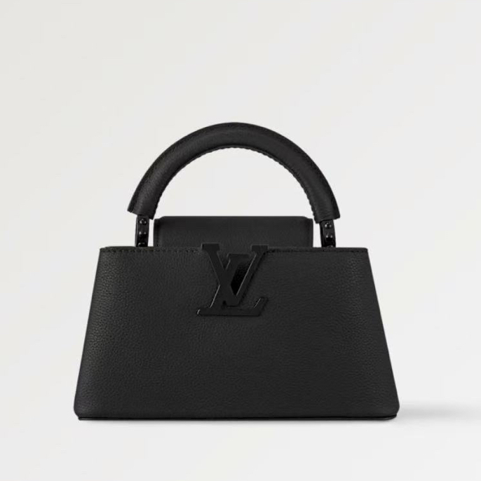 未使用 LouisVuitton/路易威登 capucinesmini 横版磨砂黑手提包 