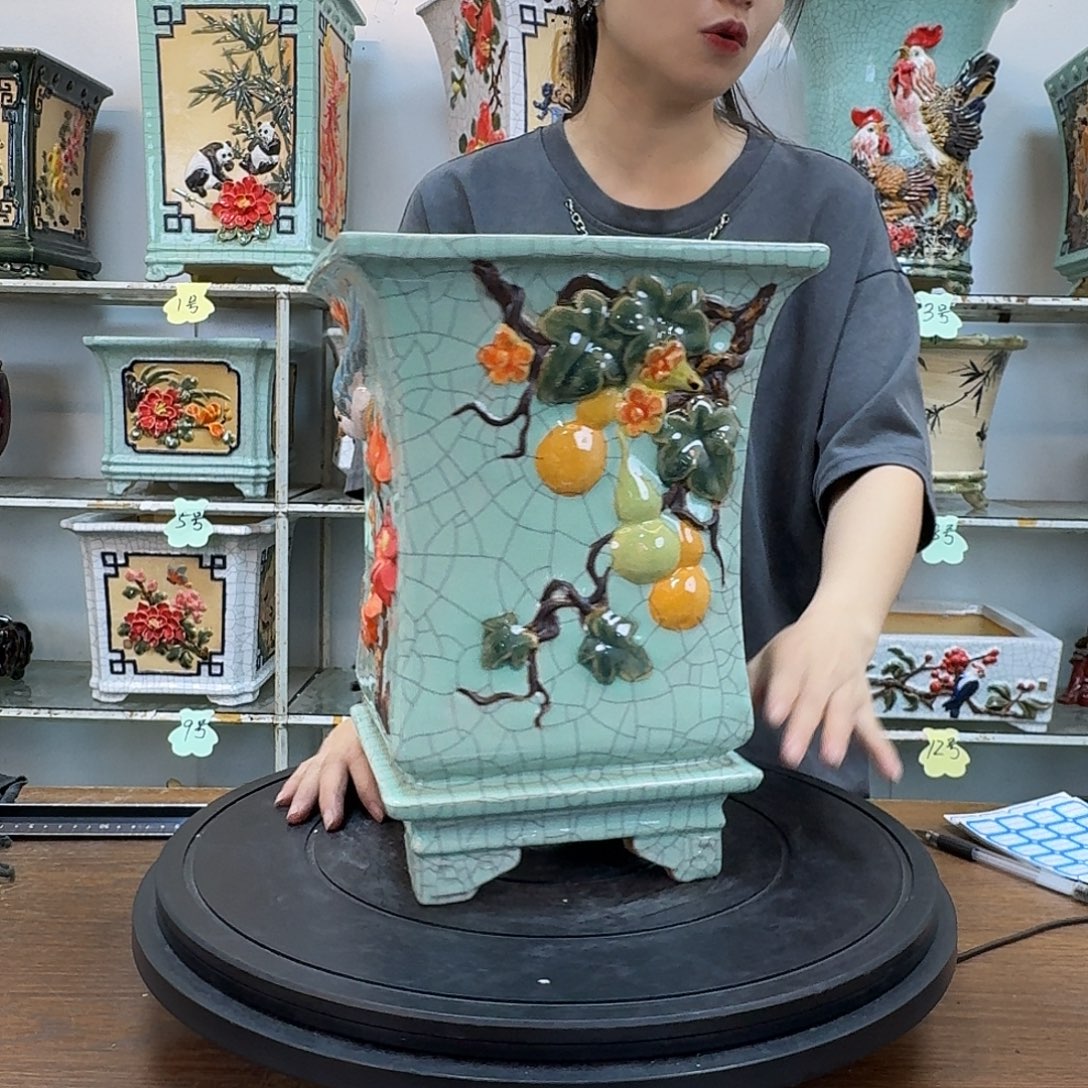 燕***子石湾盆250陶泥花盆