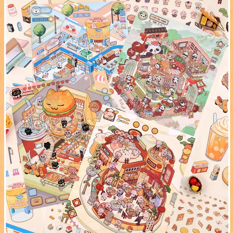 【造景贴纸对对碰】切膜平张装饰手账少女心可爱3D造景贴纸直接撕