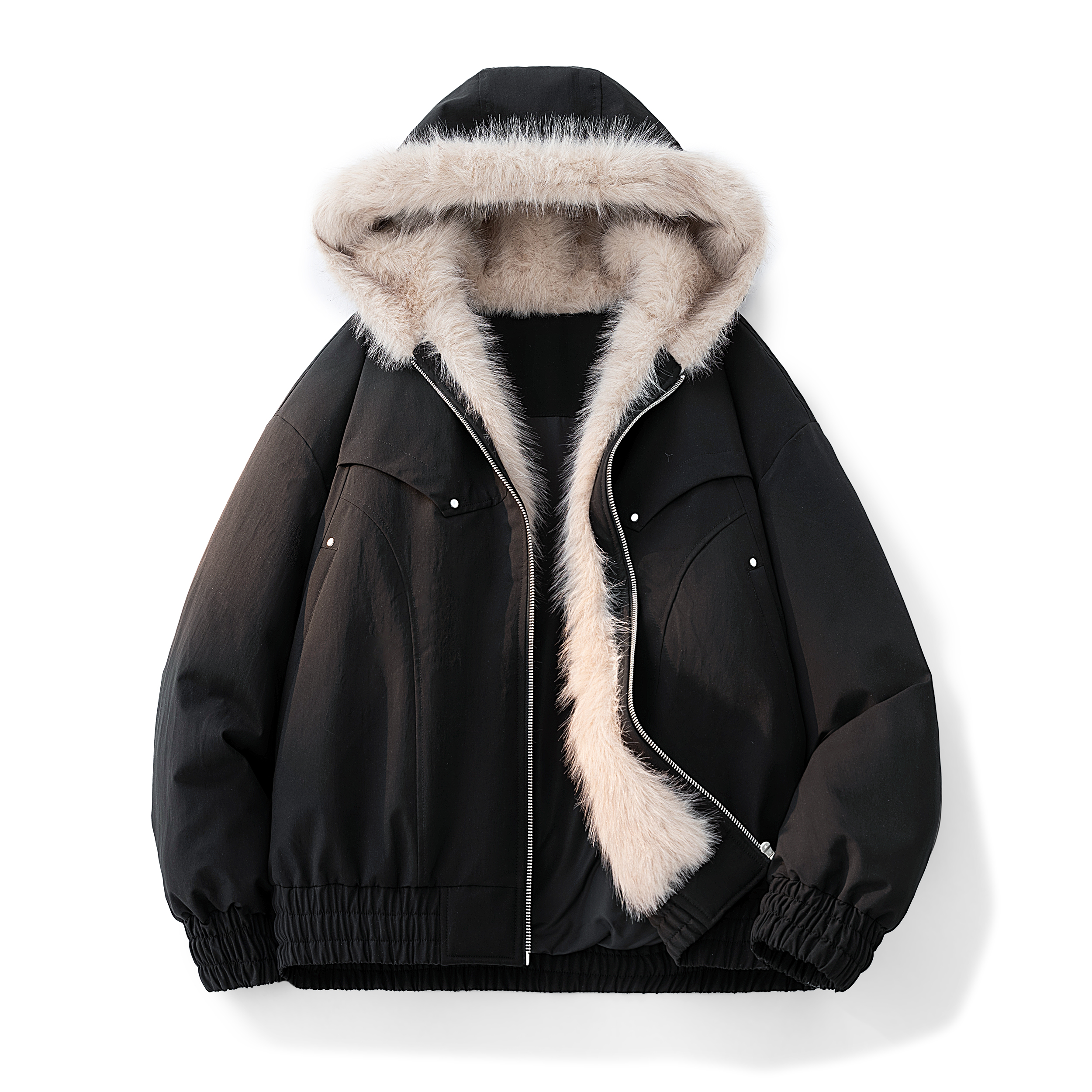 HandSeven美式连帽毛领棉服座山雕冬季派克服夹克防寒休闲外套