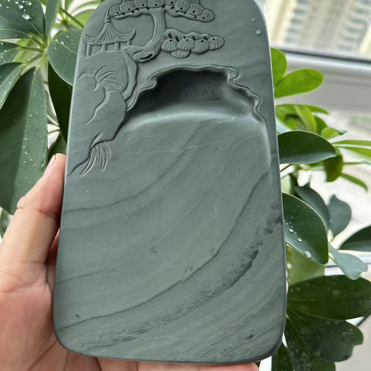 水泉老坑绿漪纹纯净细腻光滑尺寸16.5/9.3/1.6