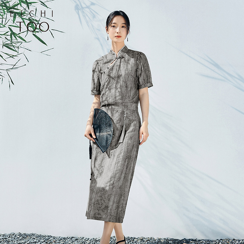 【新东方】爱居兔新款花卉提花中国风短袖T恤半身裙套装ETEBJ2P008A