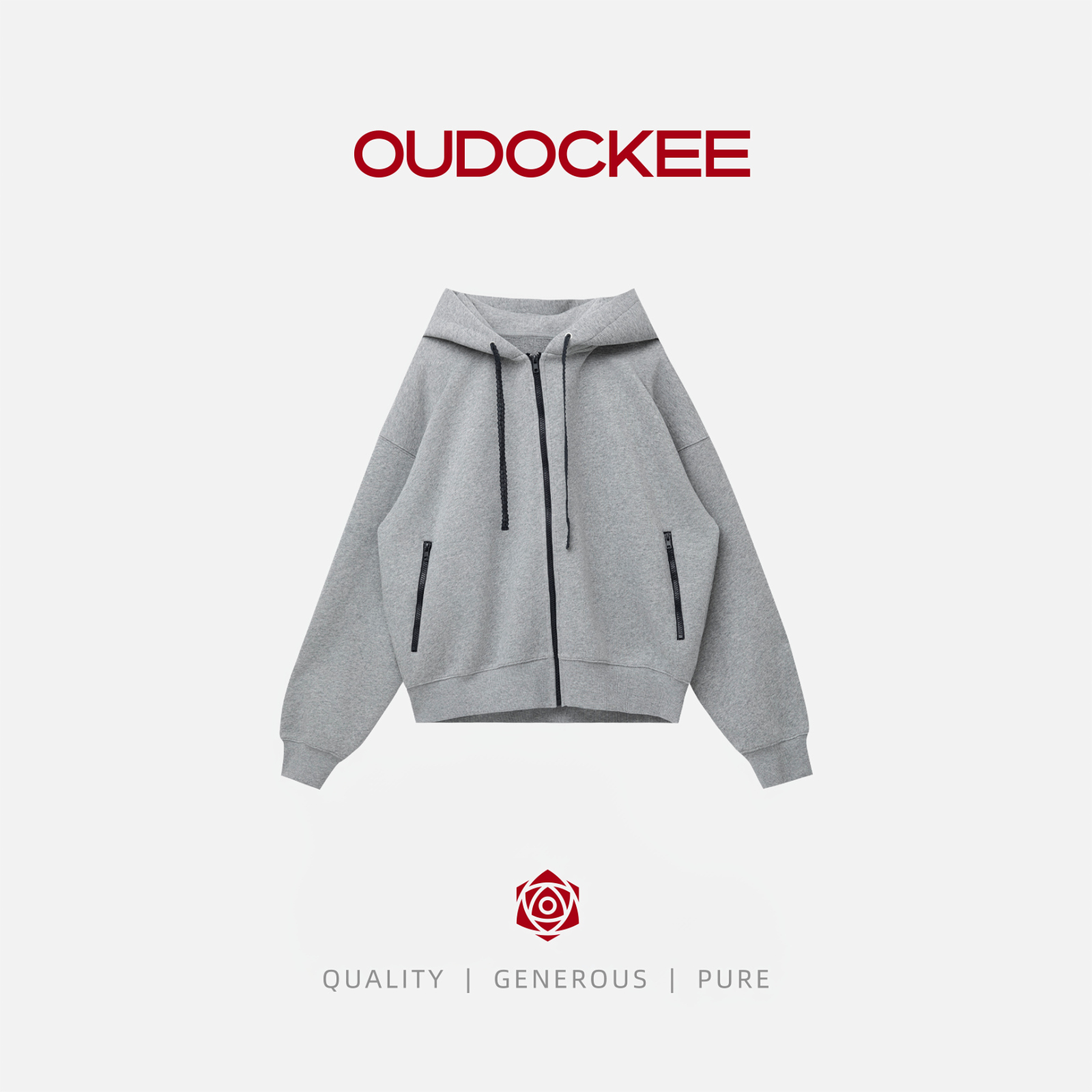 OUDOCKEE 鸥鸥【100棉】大牌卫衣 宽松连帽休闲简约卫衣 WACE796T