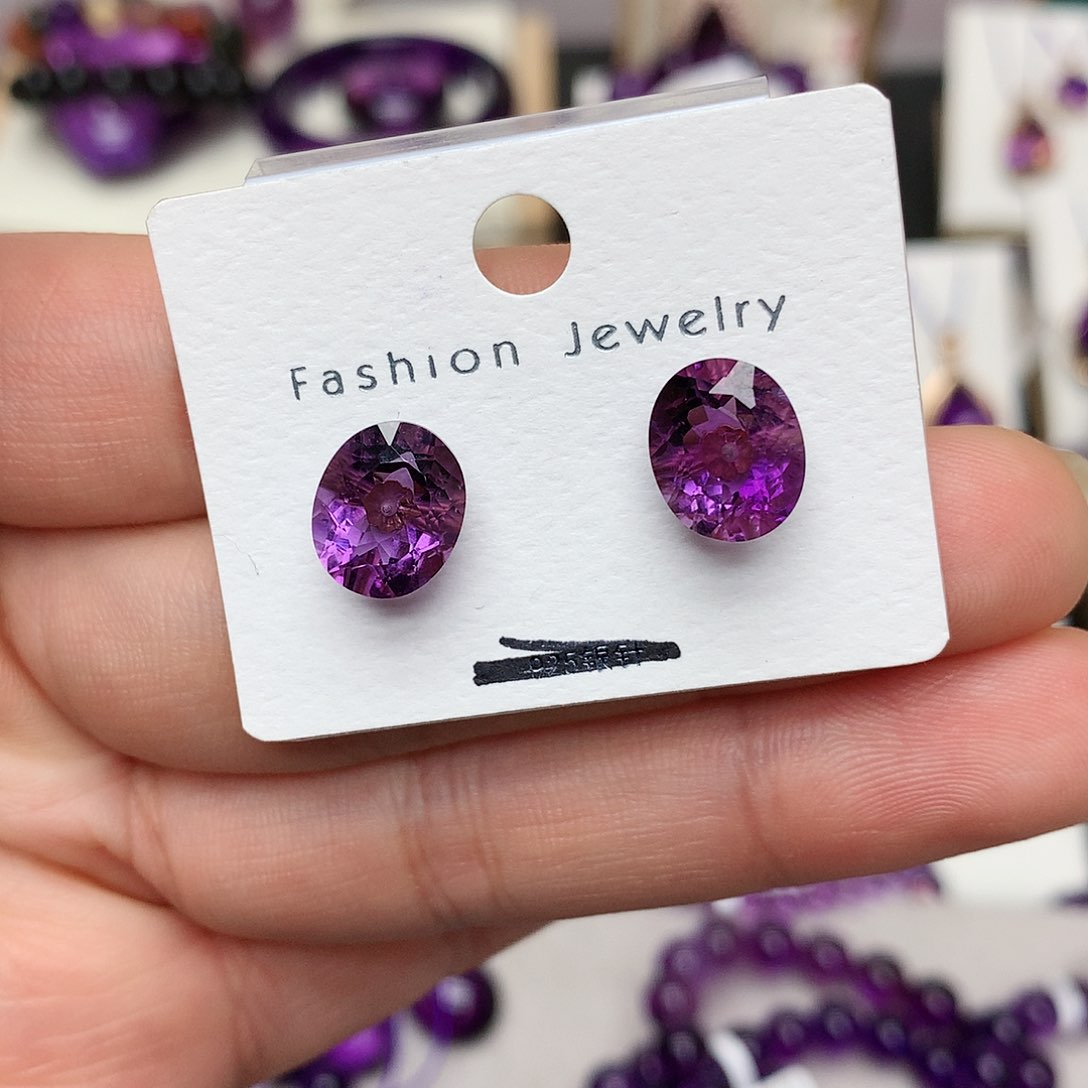 紫晶耳饰18K金镶嵌经典款