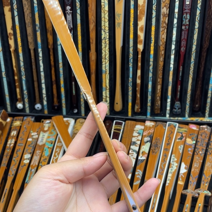 扇子老玉竹纯手工三合郭伟