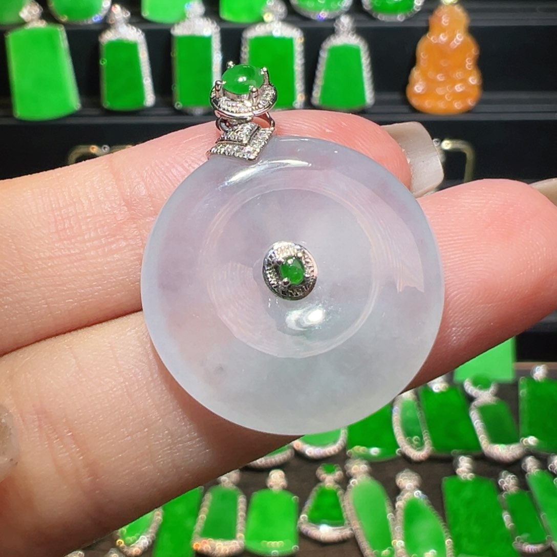 翡翠吊坠(不含链)18K金镶嵌