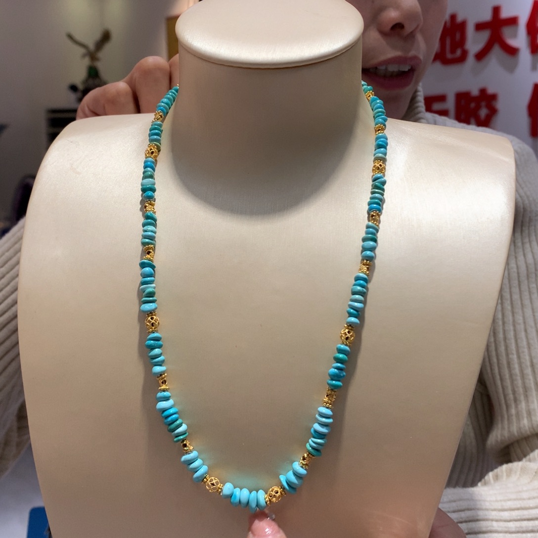 绿松石锁骨链银S925镶嵌