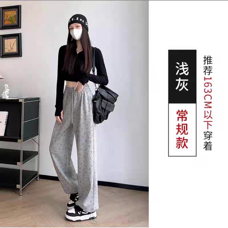 【仪陇衣世界】C73061秋季上新女士笑脸抽绳外穿时尚宽松休闲裤