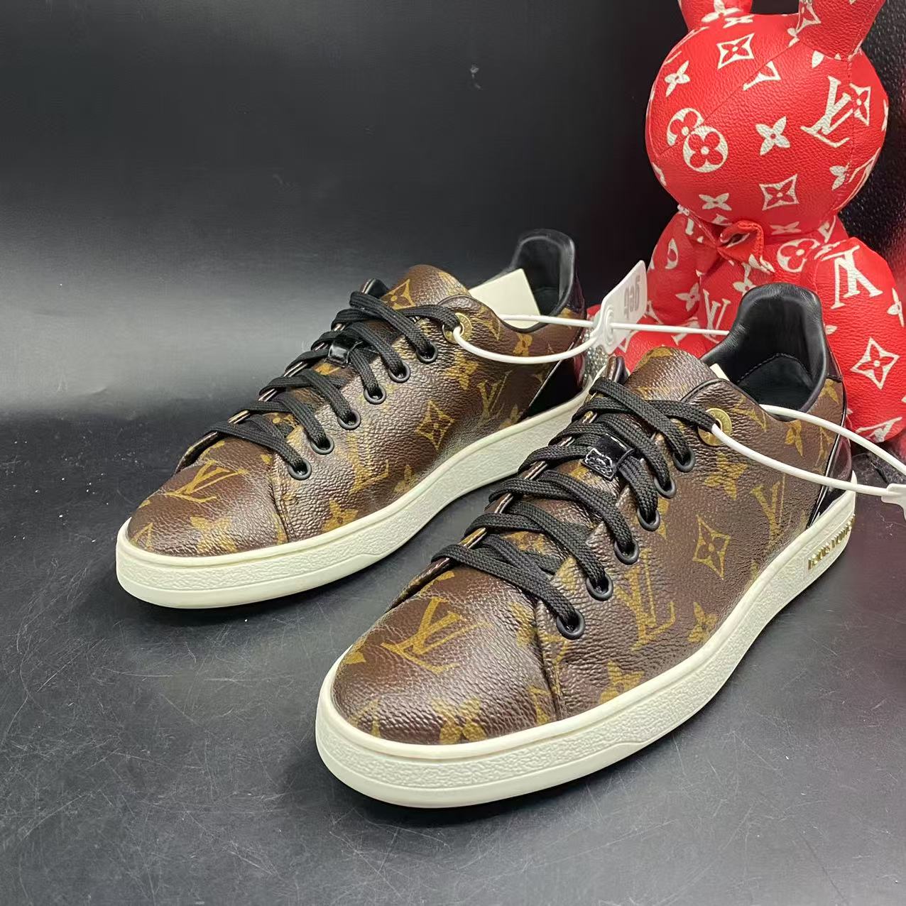 95新 LouisVuitton/路易威登 【聚星优选】黑棕老花板鞋38码kke107