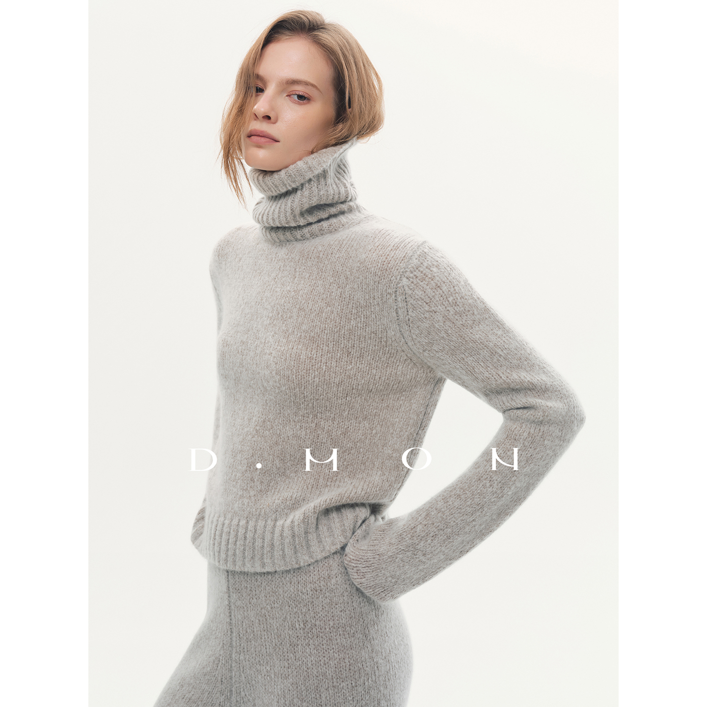 DMON超轻暖云朵吐司黄金羊绒羊毛高领针织裤子套装M2511269