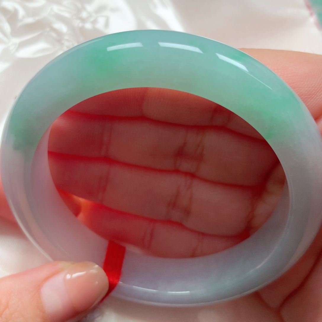 翡翠未镶嵌手镯60冰胶果阳绿