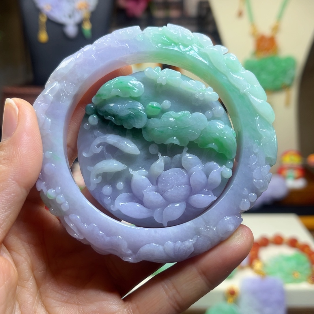 翡翠未镶嵌颈饰天然翡翠手镯套装59.2