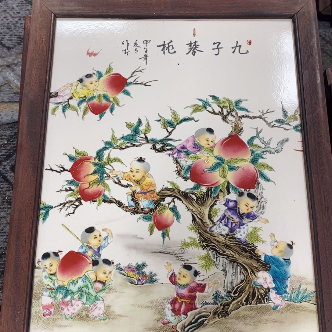 瓷片37*28*1景德镇瓷板画柴窑烧制