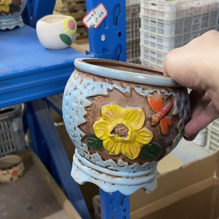 陶瓷花盆单场满9.9发13*13蓝