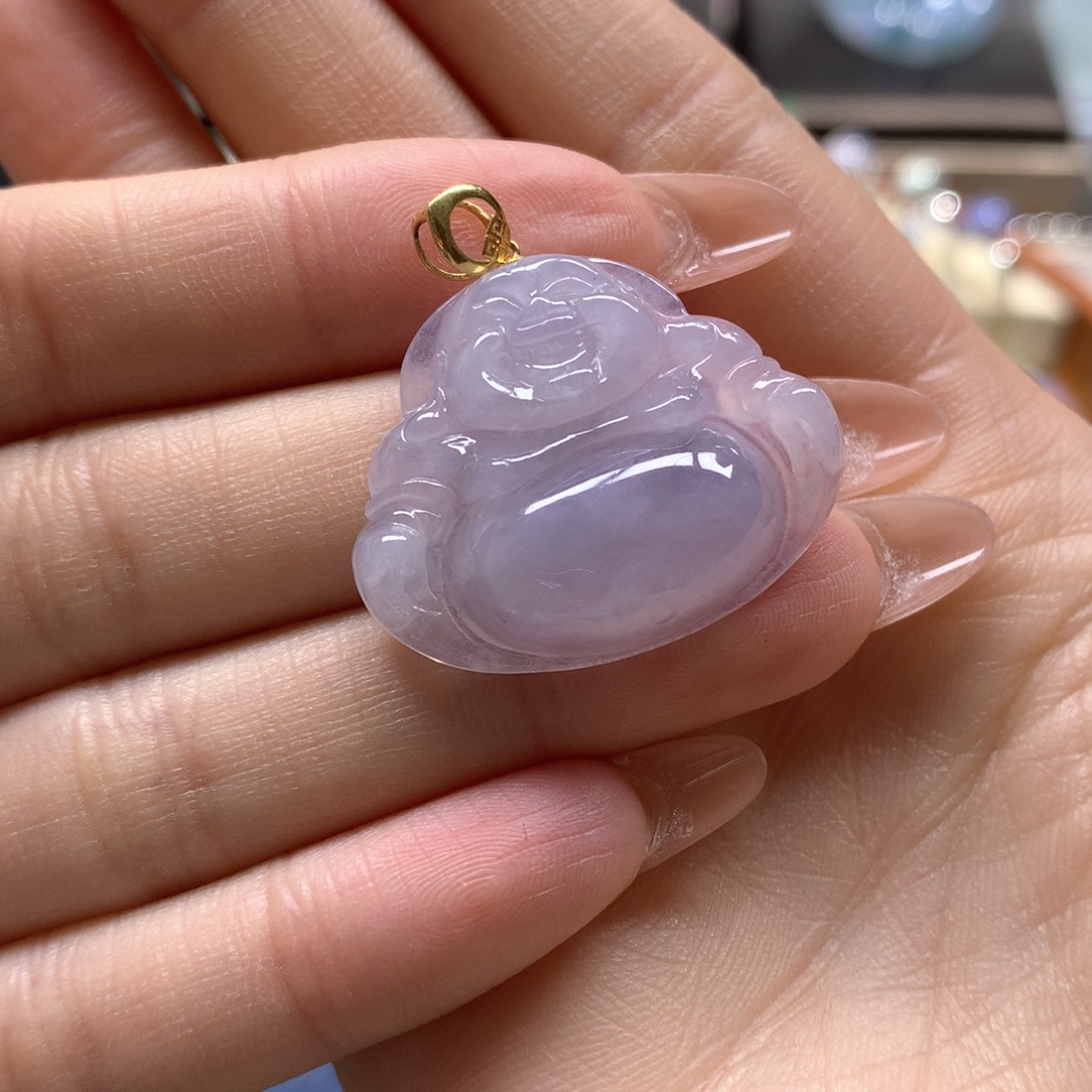 翡翠吊坠(不含链)18K金镶嵌