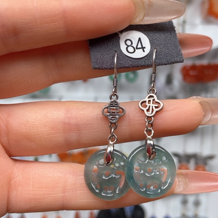 【闪购商品】翡翠耳饰银S925镶嵌耳饰