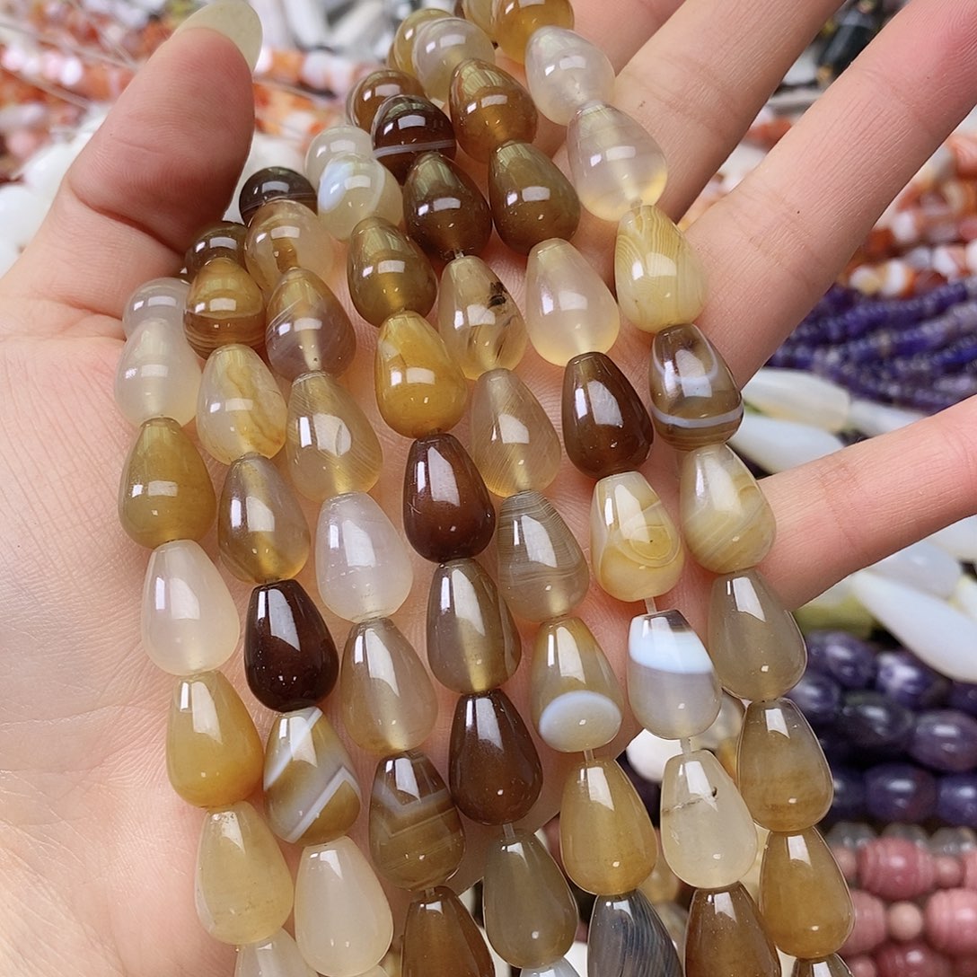 玛瑙/玉髓合金珠宝半成品玛瑙水滴一条
