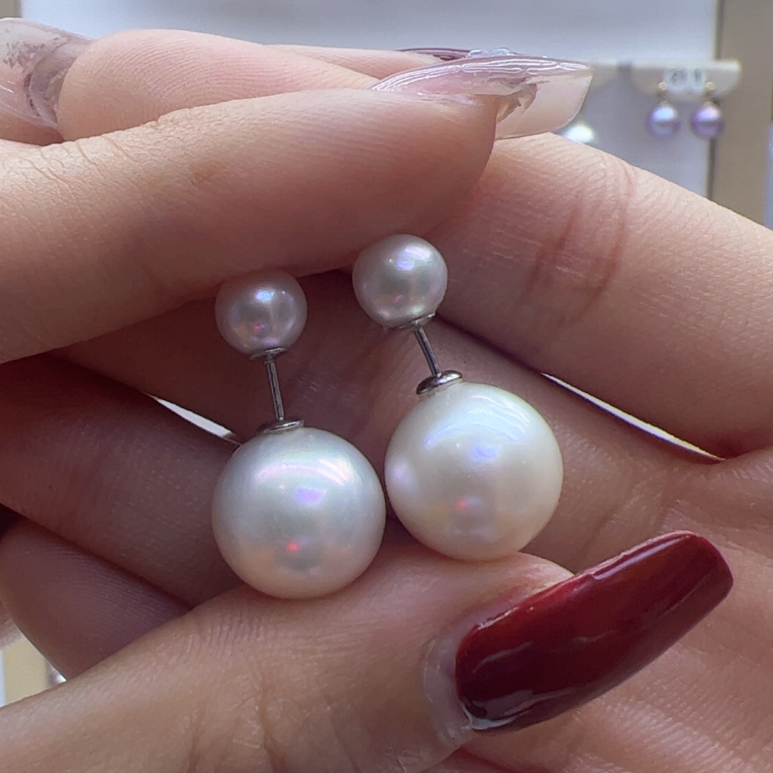 淡水珍珠耳饰银S925镶嵌