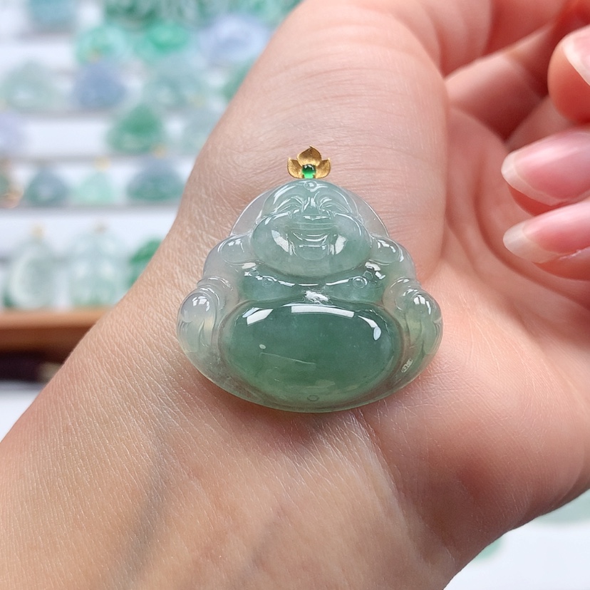【闪购商品】翡翠吊坠(赠链)18K金镶嵌