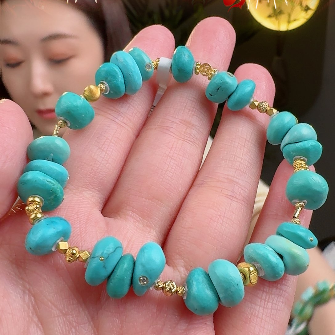 绿松石珠宝奇石18K金镶嵌