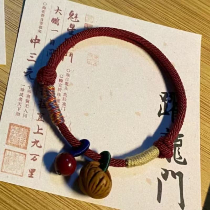 非金属布艺手链 儿童桃核手绳男女成人款手链保真纯手工手链