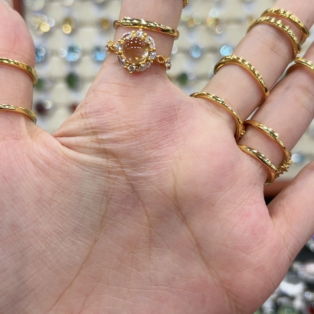 7***7银S925镀金镶嵌戒指黄晶