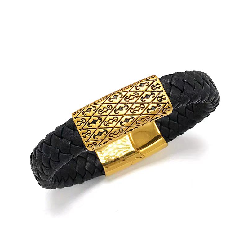 绳之运【爆款】足金999蝙蝠黄金手链带皮绳