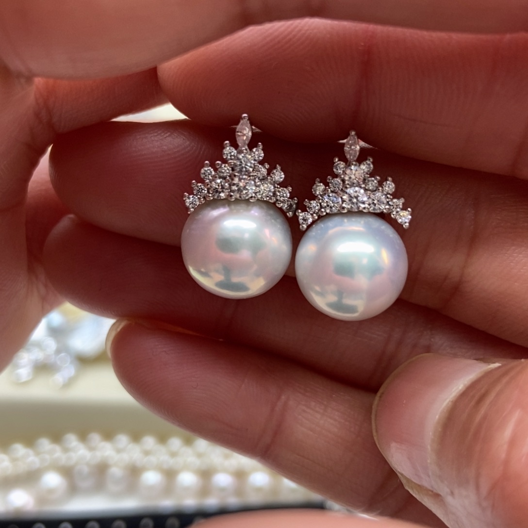 淡水珍珠耳饰银S925镶嵌