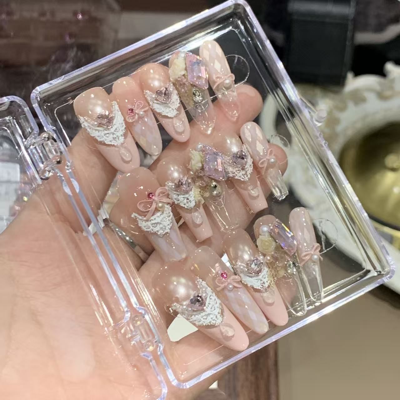 【粉色花嫁】——饼干手工穿戴甲