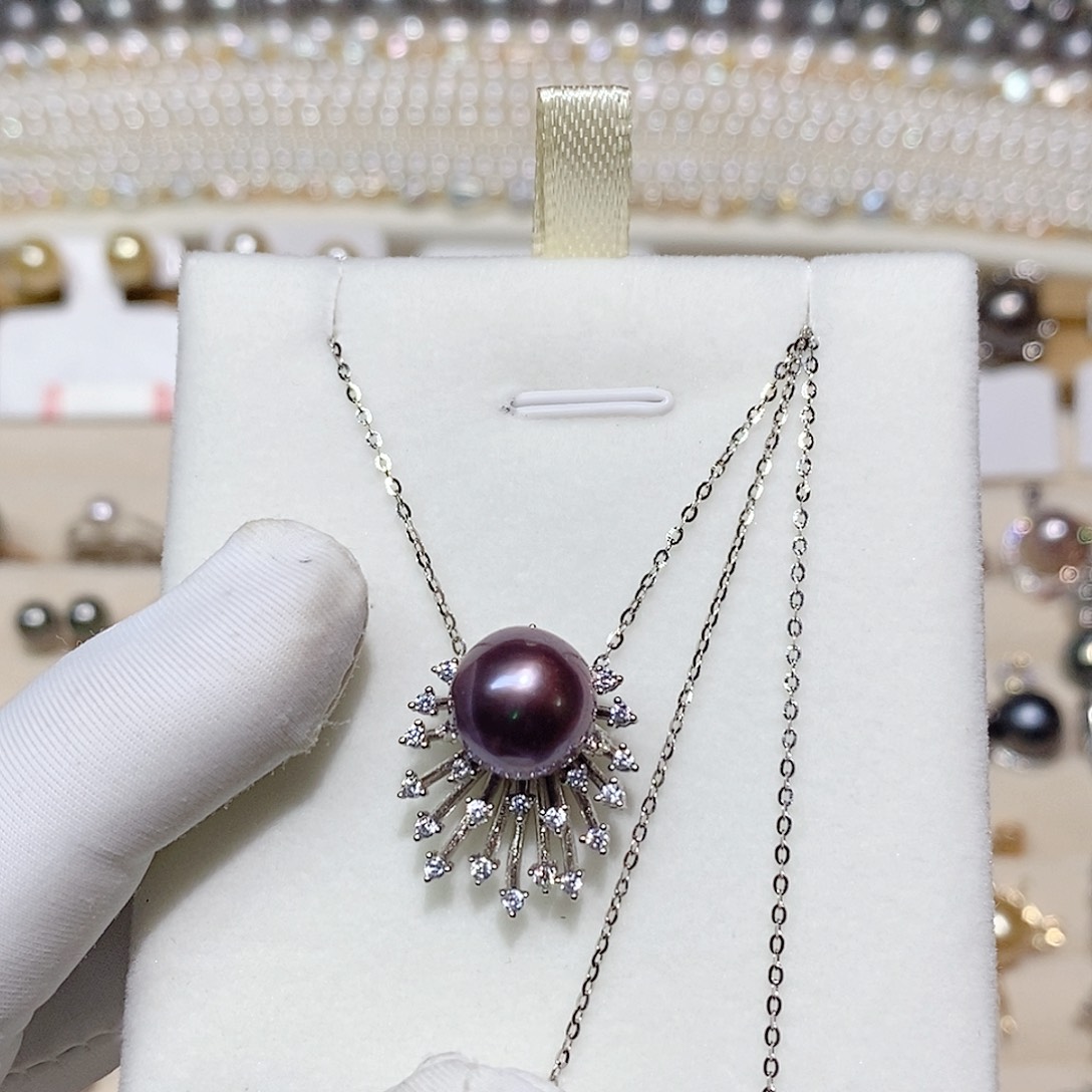 淡水珍珠银S925镶嵌颈饰10-11