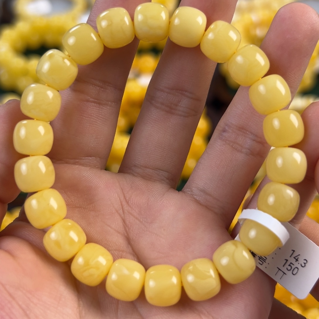 琥珀未镶嵌手链14.3g焦皮同料老型10mm tt