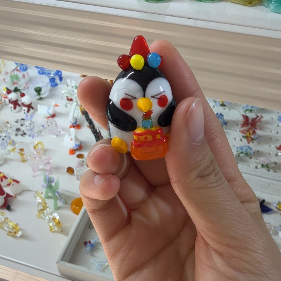 琉璃手工艺品蛋糕企鹅