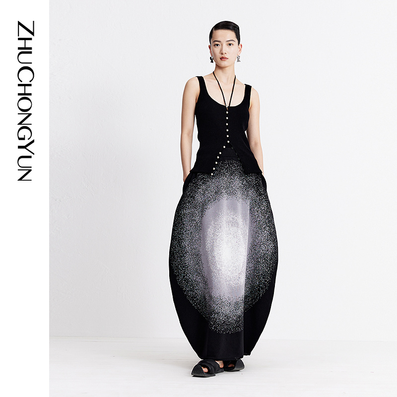 【圆启东方】ZHUCHONGYUN2023秋新款圆启提花设计感半裙C1DE3736M
