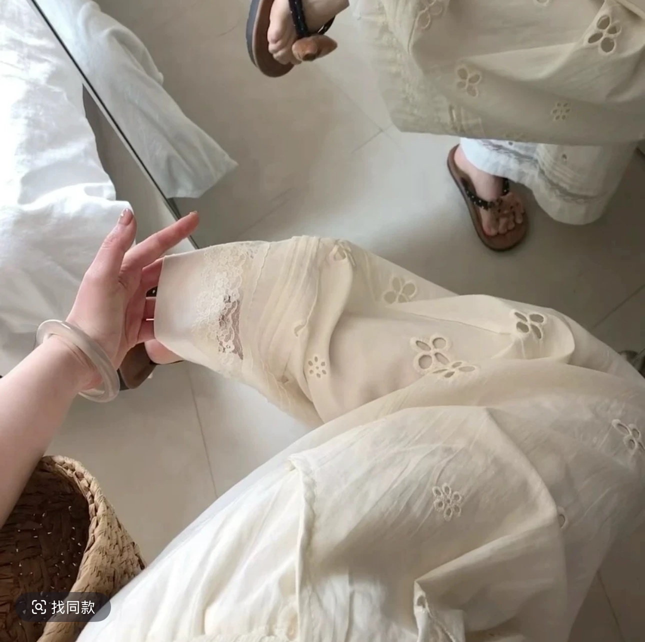 《镂空刺绣仙仙裤》百搭阔腿裤