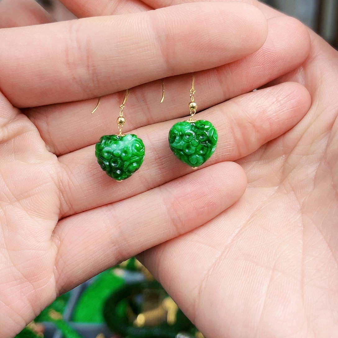 翡翠耳饰18K金镶嵌耳饰