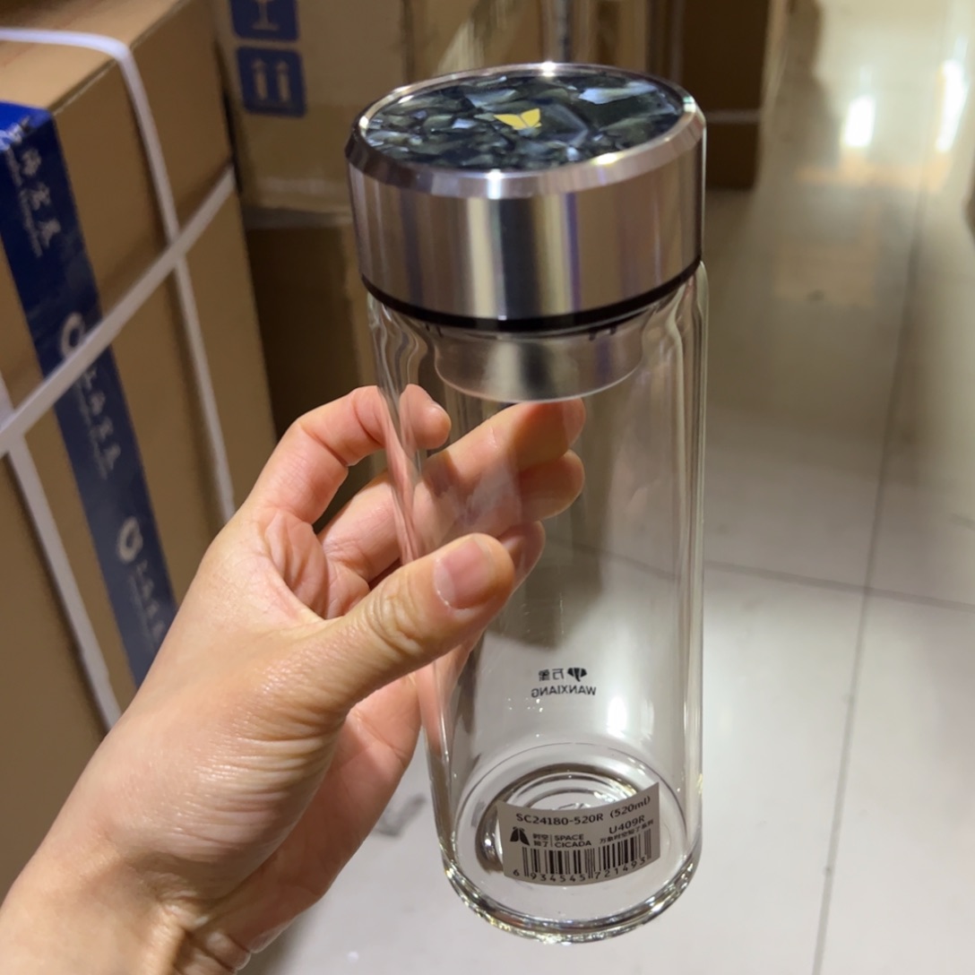 万象时空知了单层烫手玻璃杯520ml家杯套