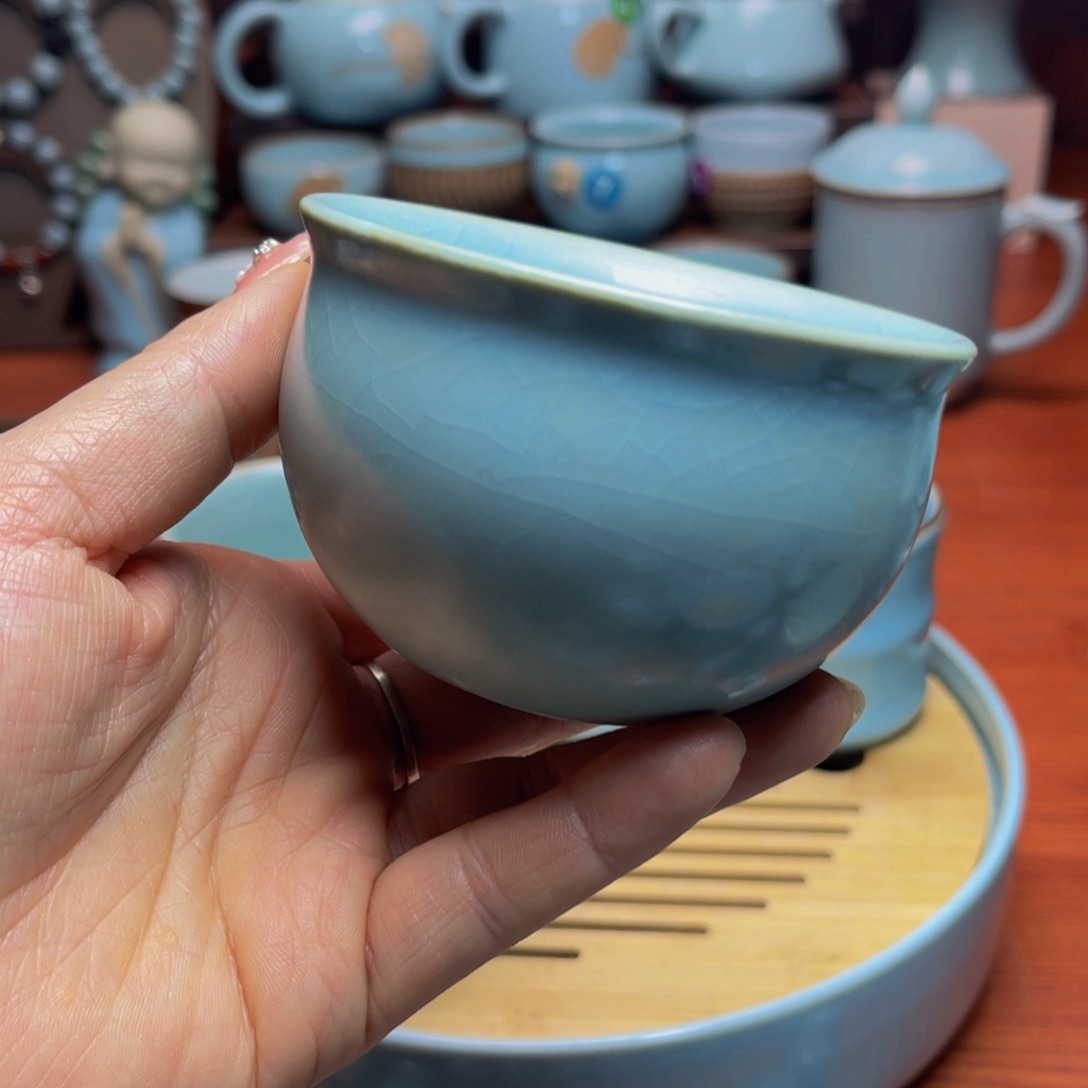 【闪购商品】摆件陶汝州单壶，壶，盖碗，壶，手珠一个杯