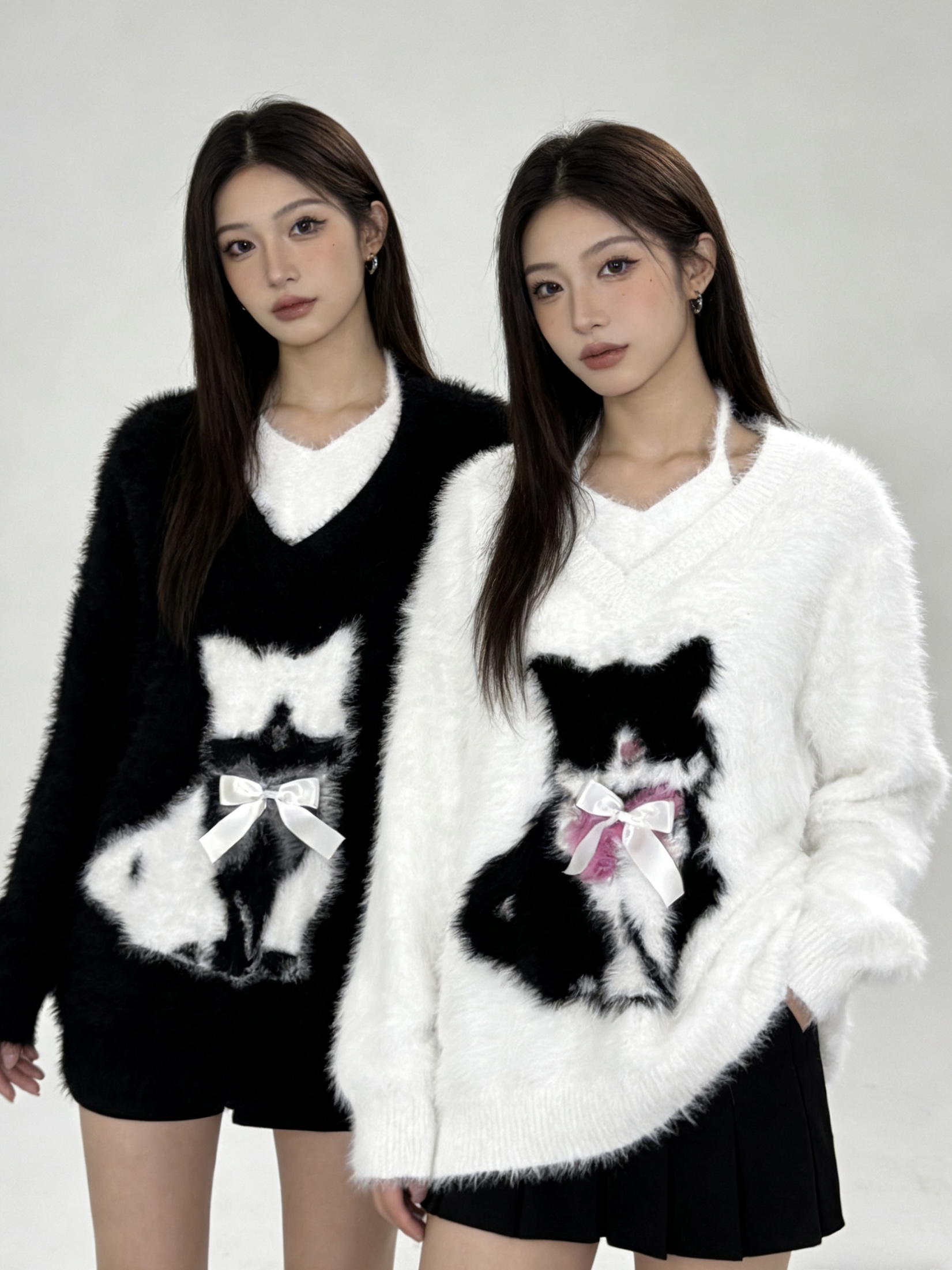 （001-100）韩系套头毛衣外套女秋冬季保暖上衣圆领长袖百搭针织衫