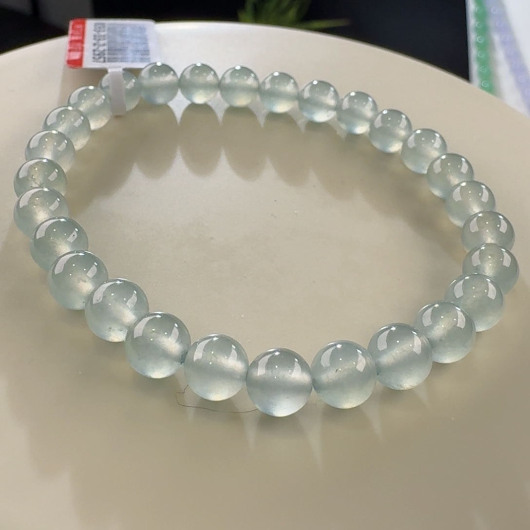 翡翠手链未镶嵌晴钢单圈卡6.4