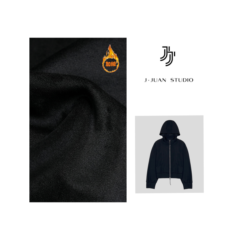 【J.Juan】超显瘦-加绒卫衣外套高个子女装高弹加厚显瘦正肩短外套