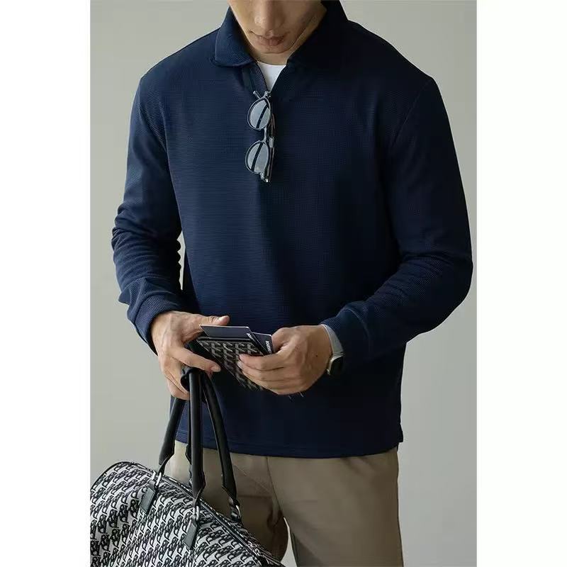 10.19日上新意式复古华夫格海鸥领polo衫老钱风男