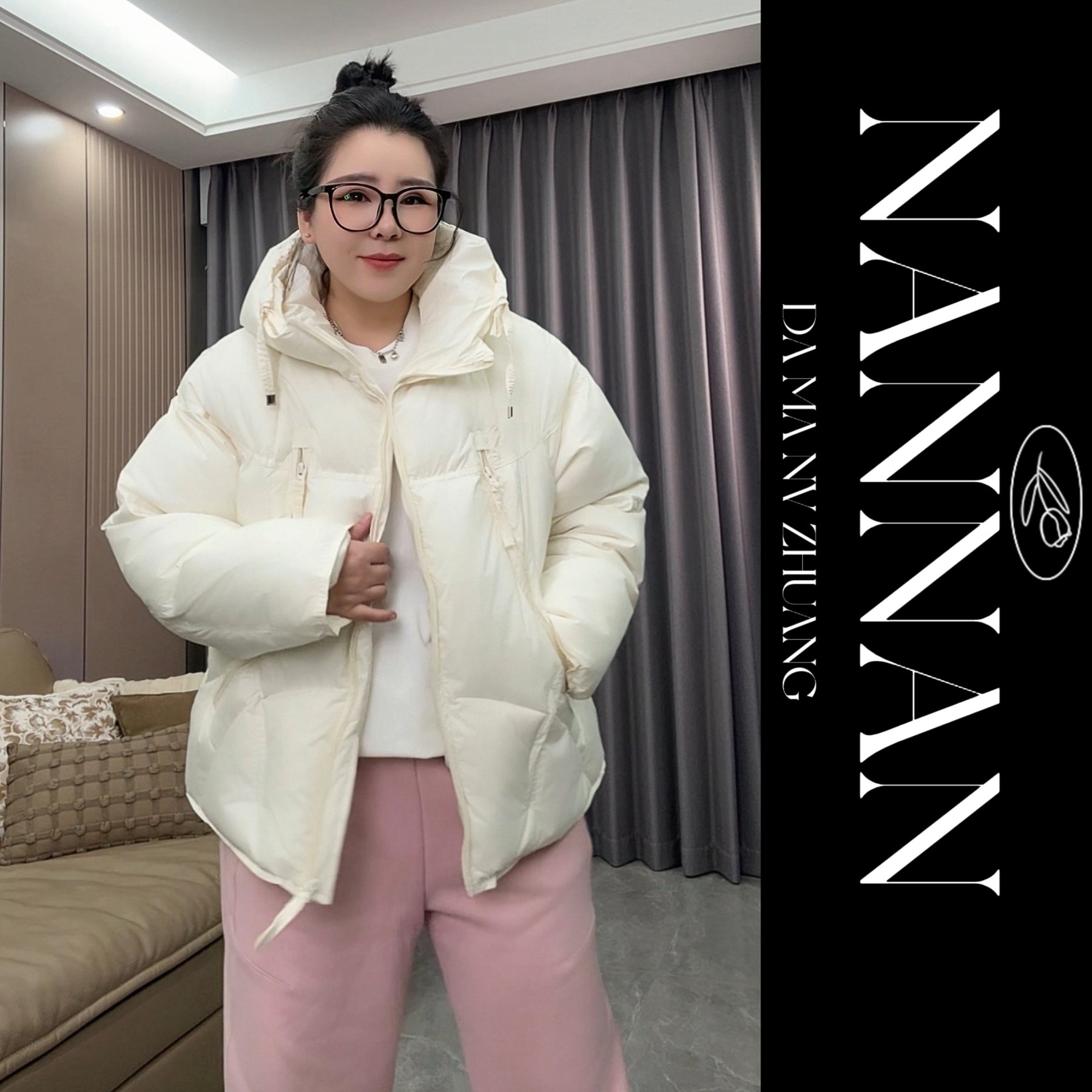 【楠楠推荐】棉服连帽长袖宽松型厚款简约棉服外套C6135