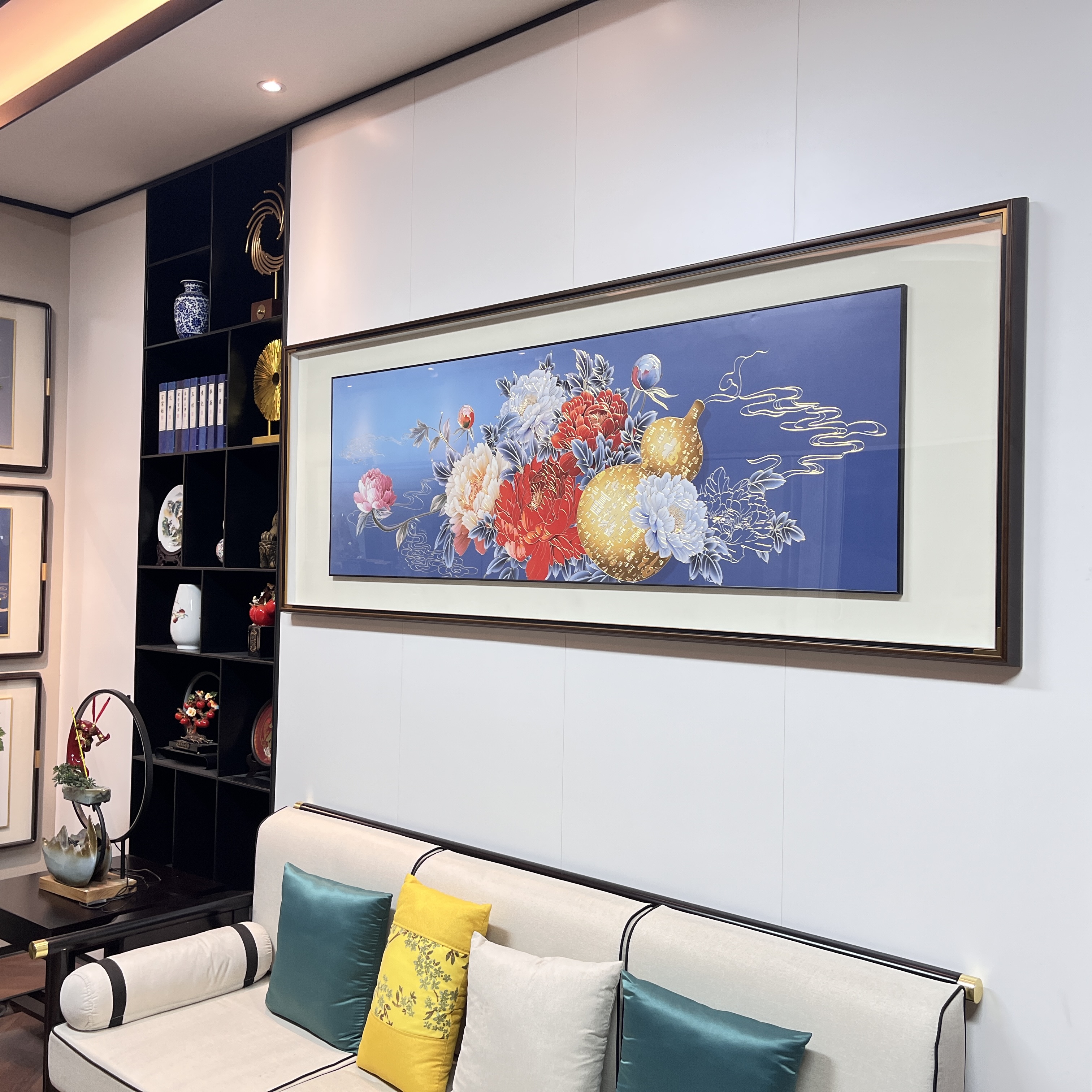 2025铜雕手工雕刻牡丹花开富贵客厅沙发背景墙装饰画新中式高端画
