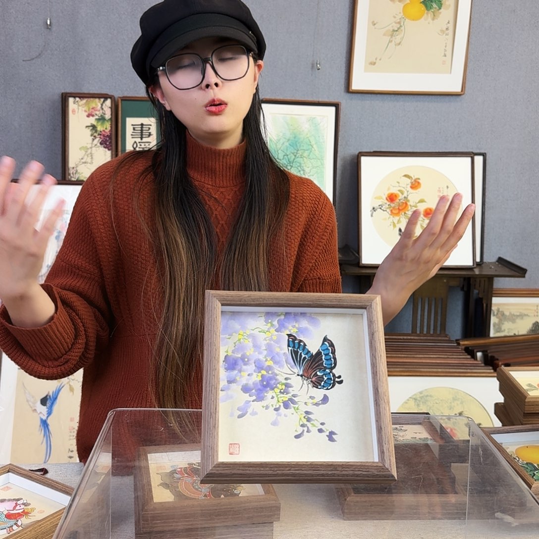 国画手绘带框尺寸：15*15