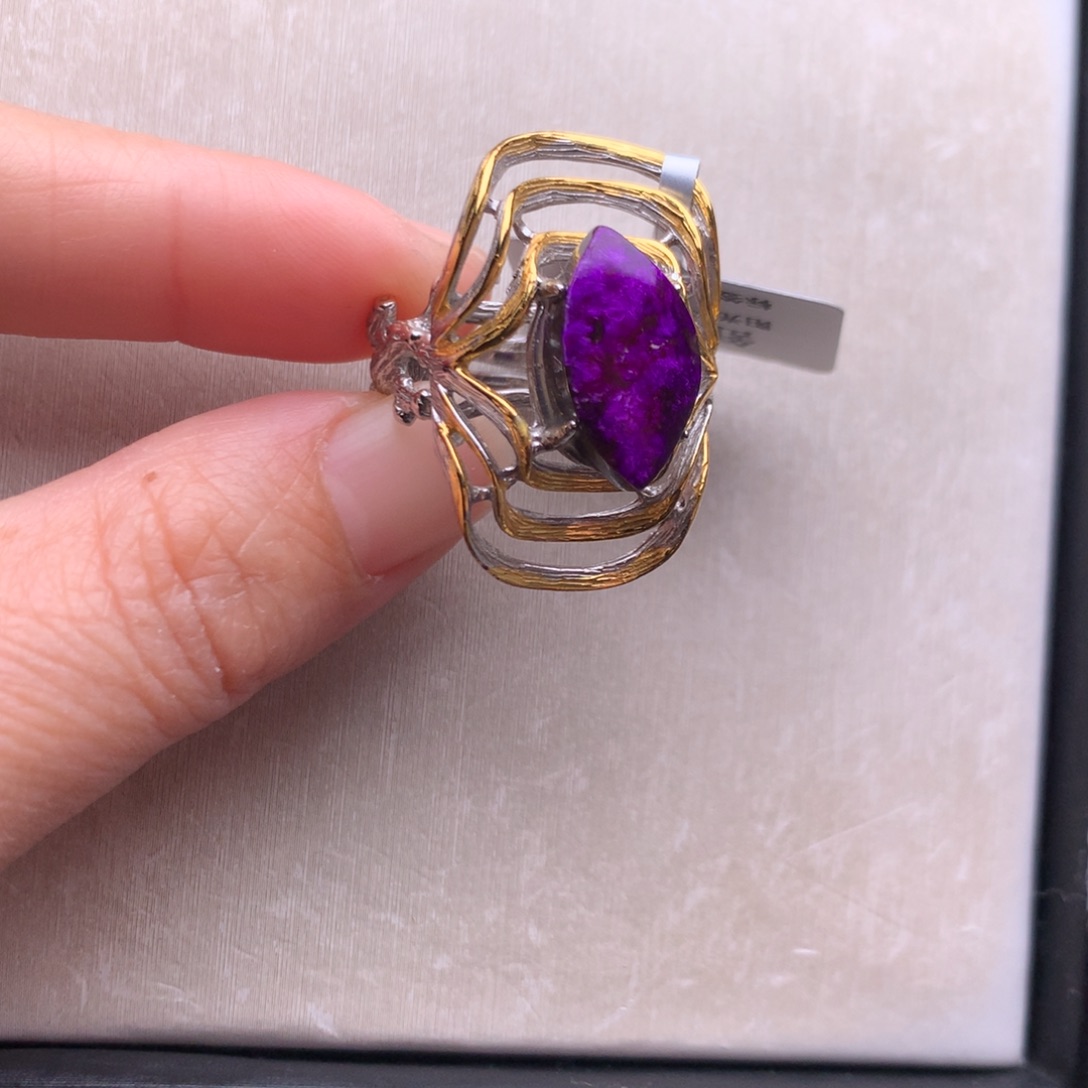 苏纪石（舒俱来）银S925镶嵌戒指不退不换