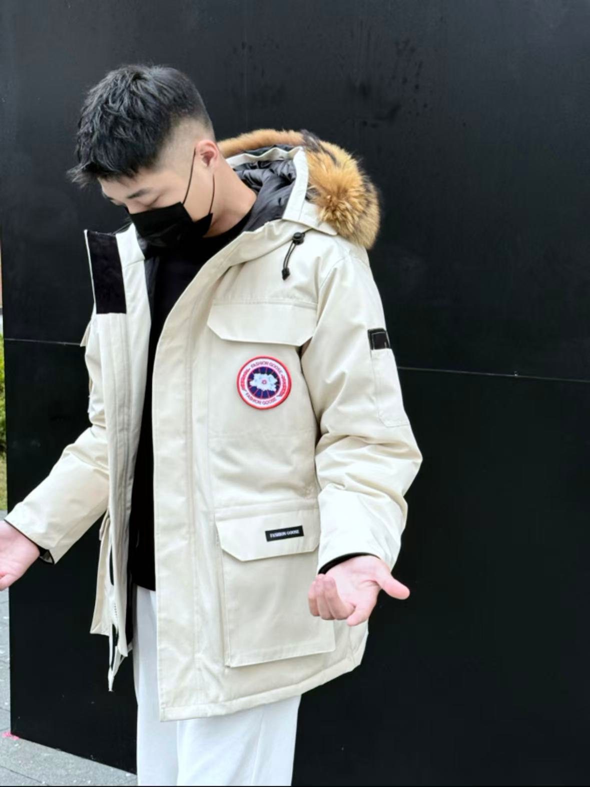 拒污防水08远征大毛领情侣羽绒服男女派克服冬季外套