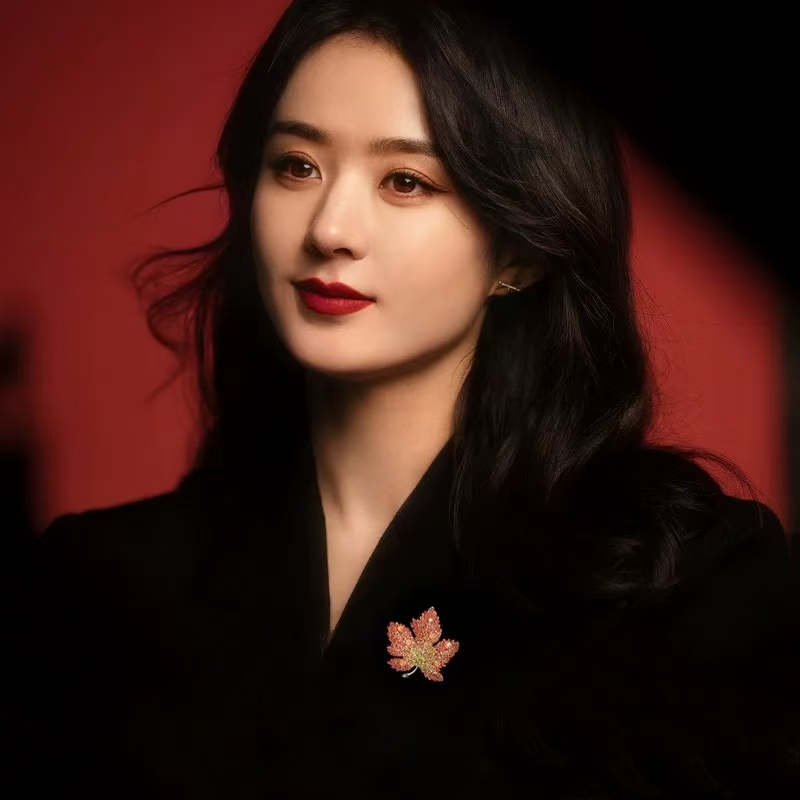 铜合金胸针 3086法式精致红色枫叶胸针