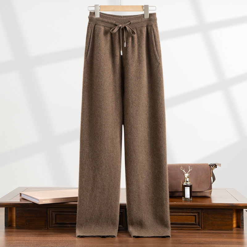 【100%山羊绒】秋冬男士百搭休闲裤空气层加厚抽绳直筒裤