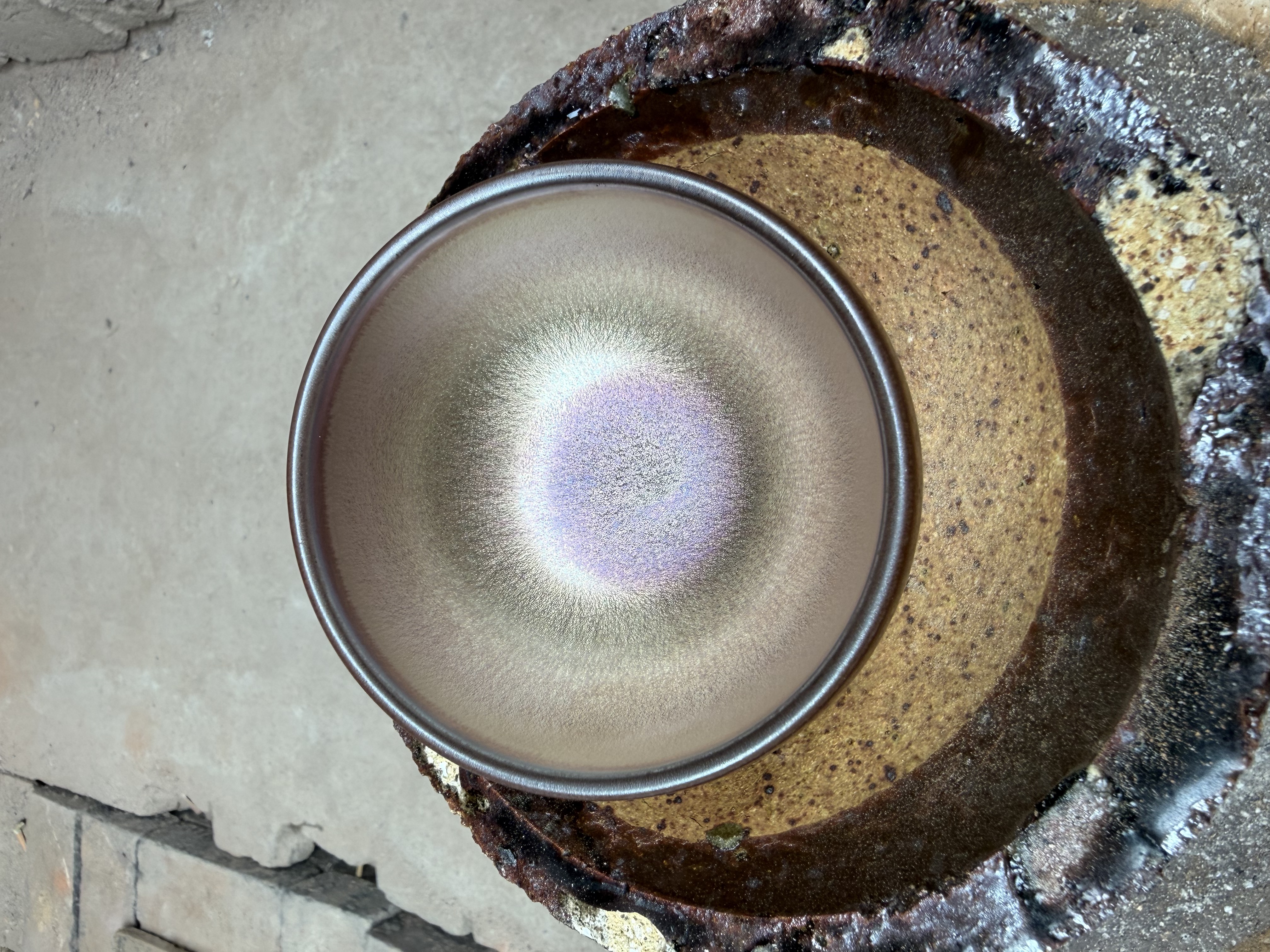 建盏手工主人杯电烧专用   极光幻彩金