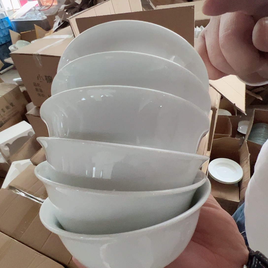 瓷景德镇高温陶瓷玉泥胎米饭碗6个